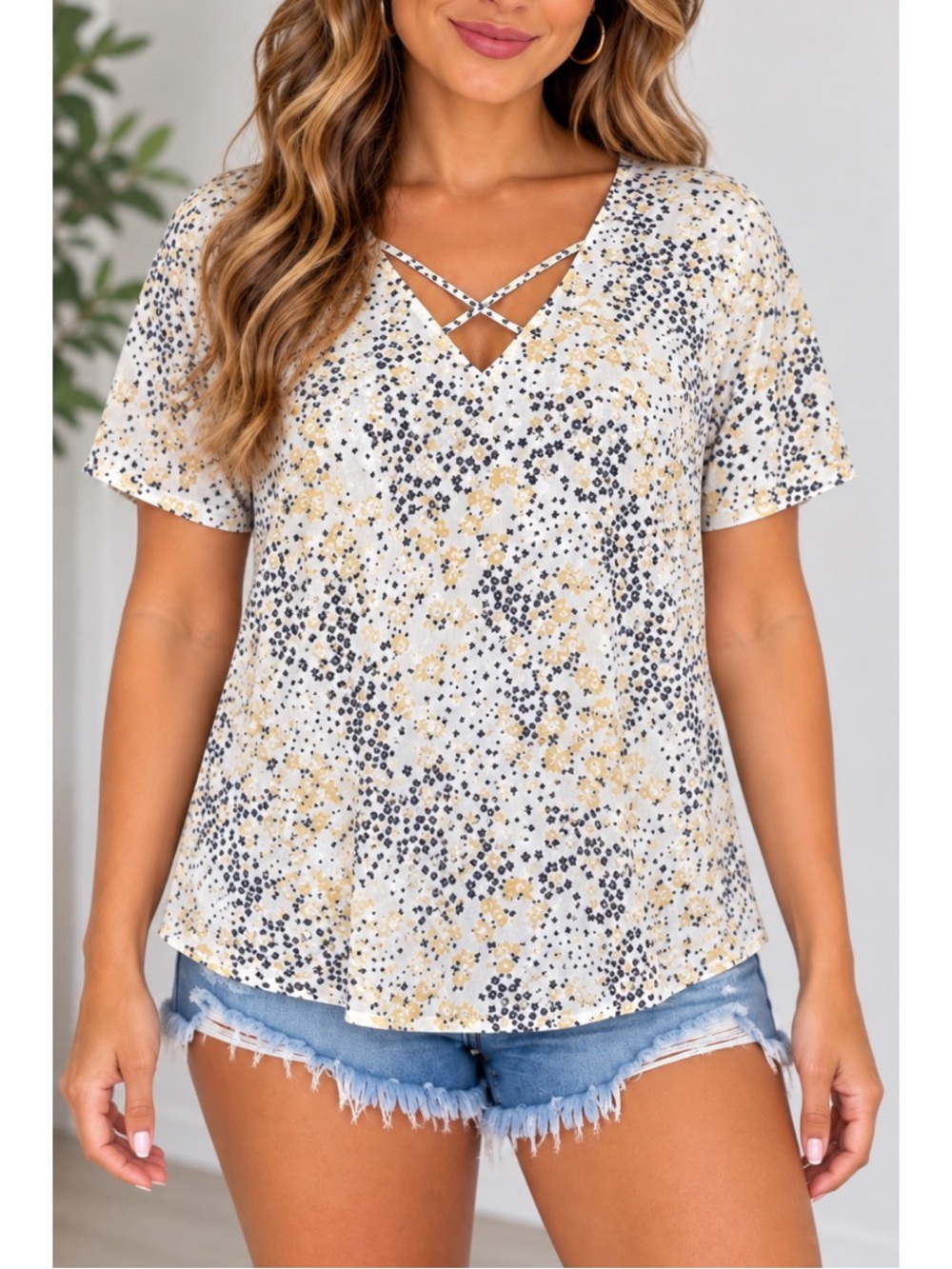 Maurice’s Floral Crisscross V-Neck Top- XXL